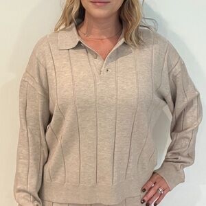 Beige Collared Sweater
